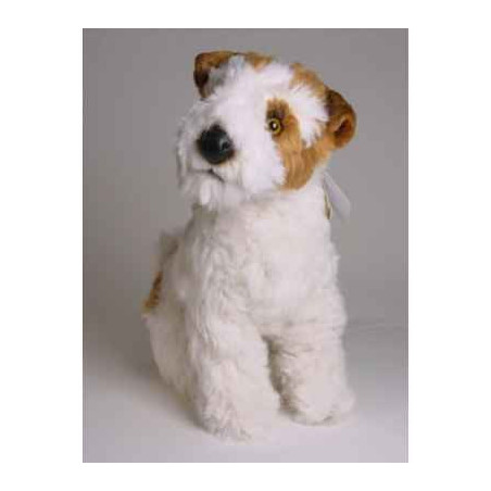 Animaux-Bois-Animaux-Bronzes propose Chien Fox terrier 35 cm assis peluche réaliste Piutre 3235