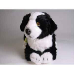 Animaux-Bois-Animaux-Bronzes propose Chien Border collie 45 cm peluche animaux allongés réaliste Piutre 1218