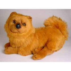 Animaux-Bois-Animaux-Bronzes propose Chien Chow chow cannelle 50 cm peluche animaux allongés réaliste Piutre 3248