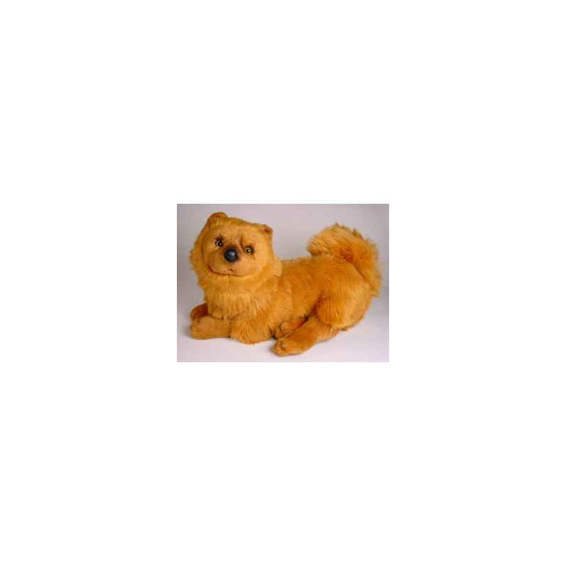 Animaux-Bois-Animaux-Bronzes propose Chien Chow chow cannelle 50 cm peluche animaux allongés réaliste Piutre 3248