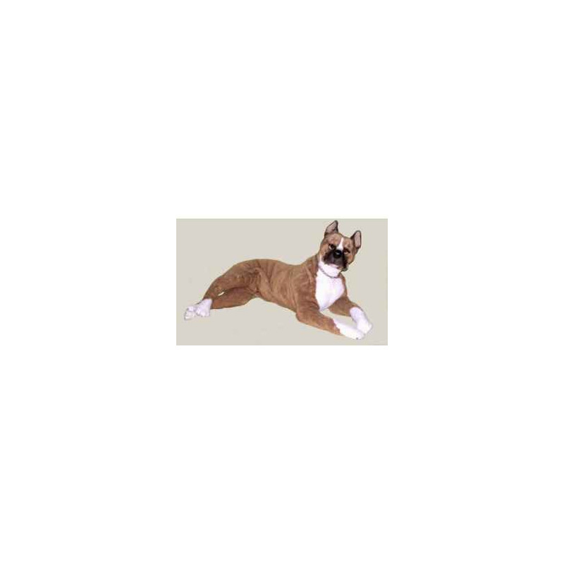 Animaux-Bois-Animaux-Bronzes propose Chien Boxer 105 cm peluche animaux allongés réaliste Piutre 2282
