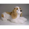 Animaux-Bois-Animaux-Bronzes propose Chien Cocker marron/blanc 55 cm peluche animaux allongés réaliste Piutre 3207