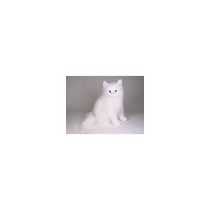 Animaux-Bois-Animaux-Bronzes propose Chat blanc angora 45 cm assis réaliste Piutre