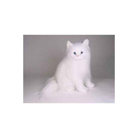 Animaux-Bois-Animaux-Bronzes propose Chat blanc angora 45 cm assis réaliste Piutre