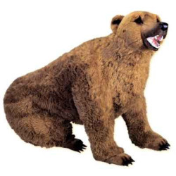 Décoration animaux Ours grizzly 200 cm assis peluche réaliste Piutre 2100