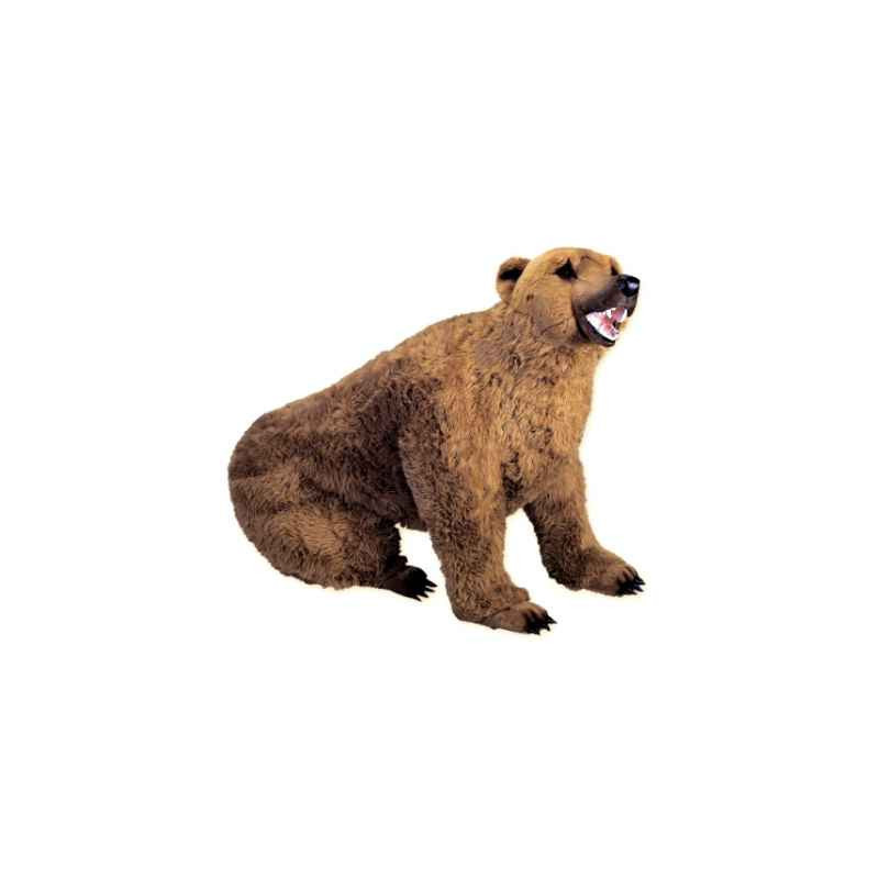 Décoration animaux Ours grizzly 200 cm assis peluche réaliste Piutre 2100