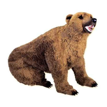 Décoration animaux Ours grizzly 200 cm assis peluche réaliste Piutre 2100