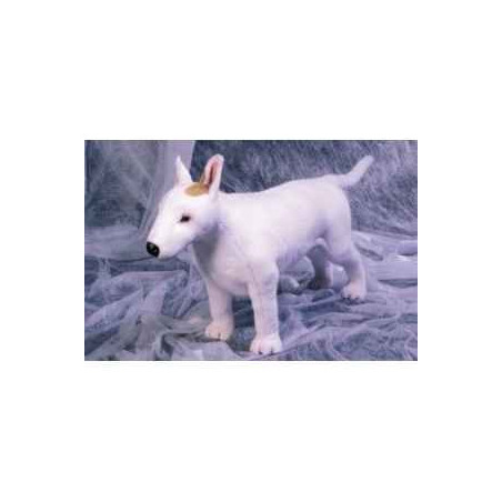 Animaux-Bois-Animaux-Bronzes propose Chien Bull terrier 65 cm peluche animaux debout réaliste Piutre 3325