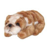 Animaux-Bois-Animaux-Bronzes propose Chien bulldog 23 cm peluche miniature animaux allongés réaliste Piutre 4296