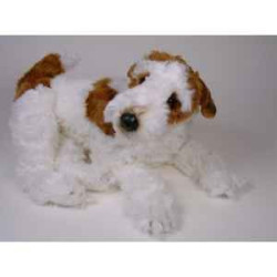 Animaux-Bois-Animaux-Bronzes propose Chien Fox terrier 60 cm peluche animaux allongés réaliste Piutre 3276