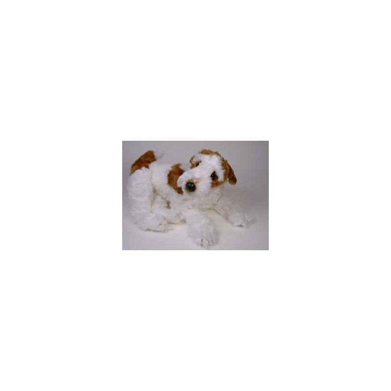 Animaux-Bois-Animaux-Bronzes propose Chien Fox terrier 60 cm peluche animaux allongés réaliste Piutre 3276