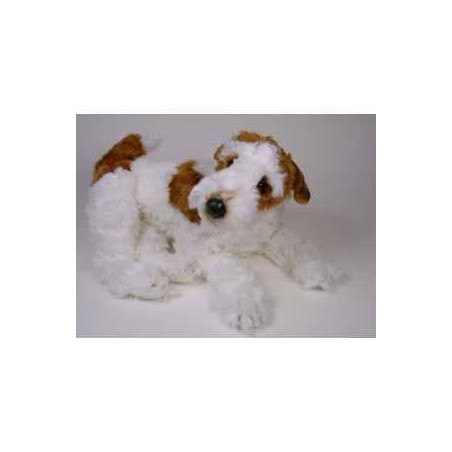 Animaux-Bois-Animaux-Bronzes propose Chien Fox terrier 60 cm peluche animaux allongés réaliste Piutre 3276