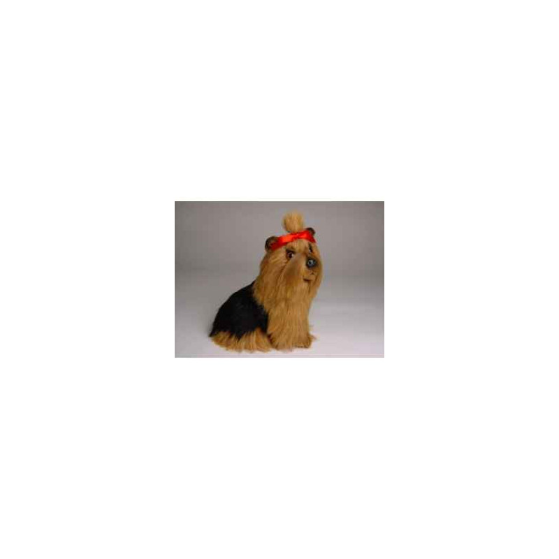 Animaux-Bois-Animaux-Bronzes propose Chien Yorkshire terrier 28 cm assis peluche réaliste Piutre 1301