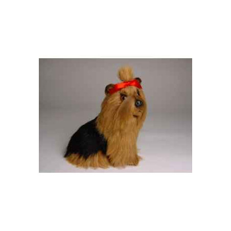 Animaux-Bois-Animaux-Bronzes propose Chien Yorkshire terrier 28 cm assis peluche réaliste Piutre 1301