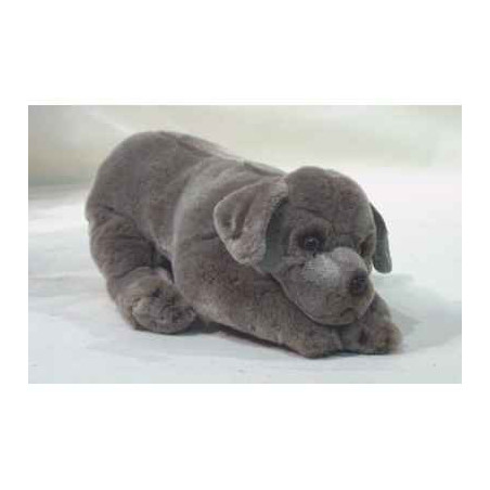 Animaux-Bois-Animaux-Bronzes propose Chien Braque de Weimar 40 cm peluche animaux allongés réaliste Piutre 3355