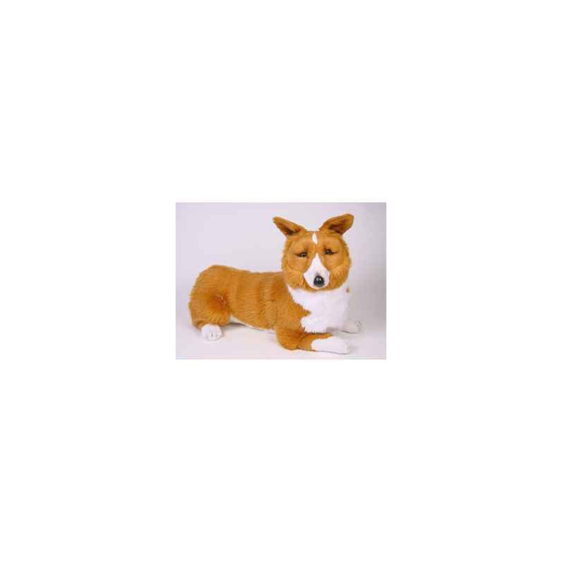 Animaux-Bois-Animaux-Bronzes propose Chien Corgi gallois pembroke 65 cm peluche animaux allongés réaliste Piutre 1221