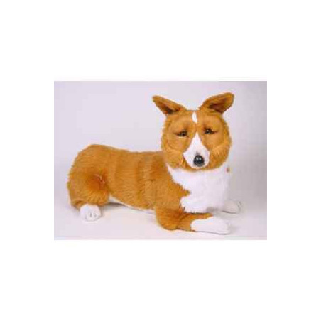 Animaux-Bois-Animaux-Bronzes propose Chien Corgi gallois pembroke 65 cm peluche animaux allongés réaliste Piutre 1221