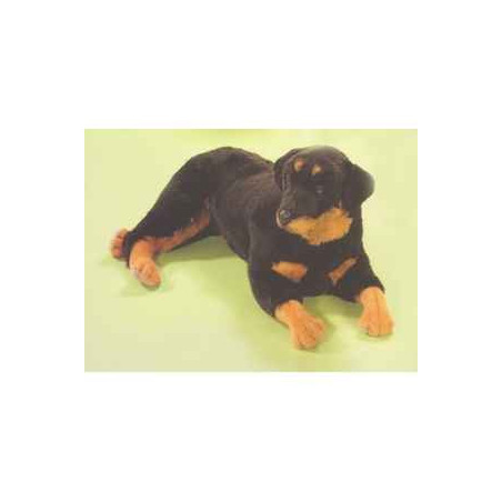 Animaux-Bois-Animaux-Bronzes propose Chien Rottweiller 90 cm peluche animaux allongés réaliste Piutre 2258