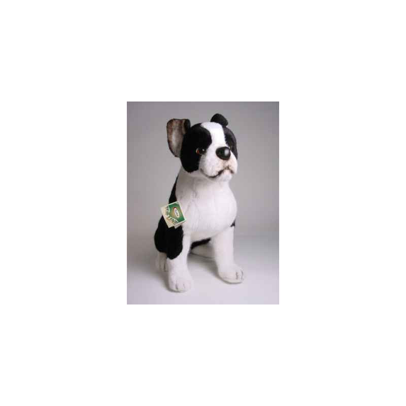 Animaux-Bois-Animaux-Bronzes propose Chien Boston terrier 55 cm assis peluche réaliste Piutre 4220