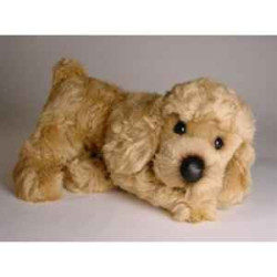 Animaux-Bois-Animaux-Bronzes propose Chien caniche abricot 35 cm peluche animaux allongés réaliste Piutre 288