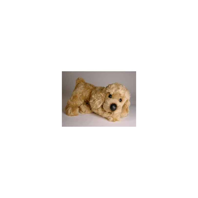 Animaux-Bois-Animaux-Bronzes propose Chien caniche abricot 35 cm peluche animaux allongés réaliste Piutre 288