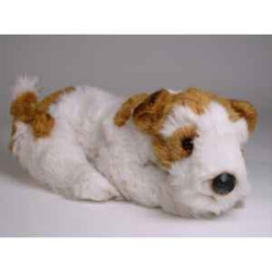 Animaux-Bois-Animaux-Bronzes propose Chien Fox terrier 35 cm peluche animaux allongés réaliste Piutre 3277