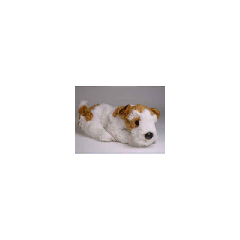 Animaux-Bois-Animaux-Bronzes propose Chien Fox terrier 35 cm peluche animaux allongés réaliste Piutre 3277