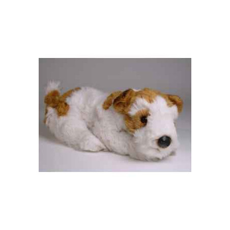 Animaux-Bois-Animaux-Bronzes propose Chien Fox terrier 35 cm peluche animaux allongés réaliste Piutre 3277