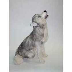 Animaux-Bois-Animaux-Bronzes propose Chien Husky 62 cm assis peluche réaliste Piutre 3330