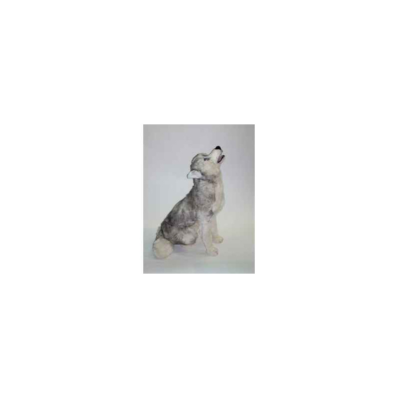 Animaux-Bois-Animaux-Bronzes propose Chien Husky 62 cm assis peluche réaliste Piutre 3330