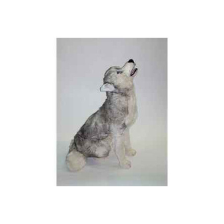 Animaux-Bois-Animaux-Bronzes propose Chien Husky 62 cm assis peluche réaliste Piutre 3330