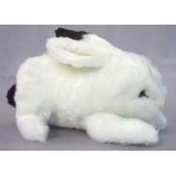  Animaux de la ferme Lapin noir et blanc 30 cm peluche animaux allongés réaliste Piutre 710