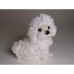 Animaux-Bois-Animaux-Bronzes propose Chien Bichon bolonais 28 cm assis peluche réaliste Piutre 1308