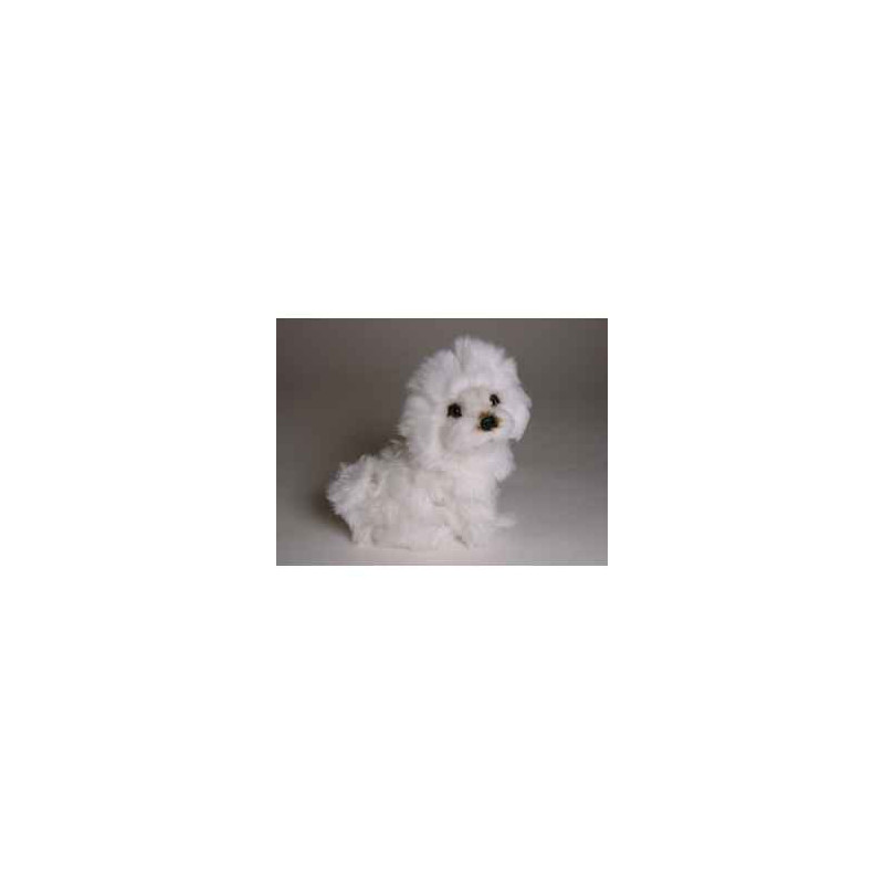 Animaux-Bois-Animaux-Bronzes propose Chien Bichon bolonais 28 cm assis peluche réaliste Piutre 1308