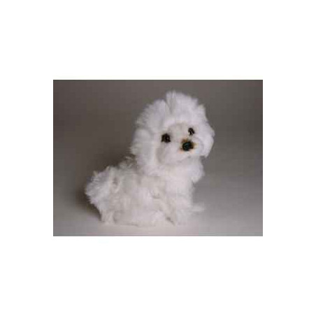 Animaux-Bois-Animaux-Bronzes propose Chien Bichon bolonais 28 cm assis peluche réaliste Piutre 1308