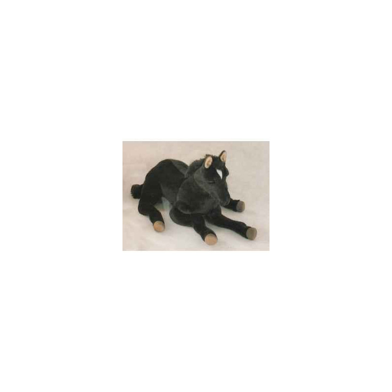 Peluche allongée poulain noir 70 cm Piutre   2697