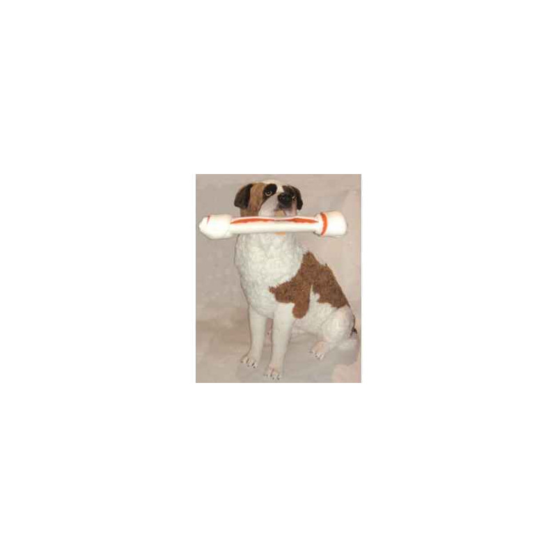 Animaux-Bois-Animaux-Bronzes propose Chien Gros Saint bernard 200 avec son os cm peluche -SBréaliste Piutre SB-200 SPECIAL