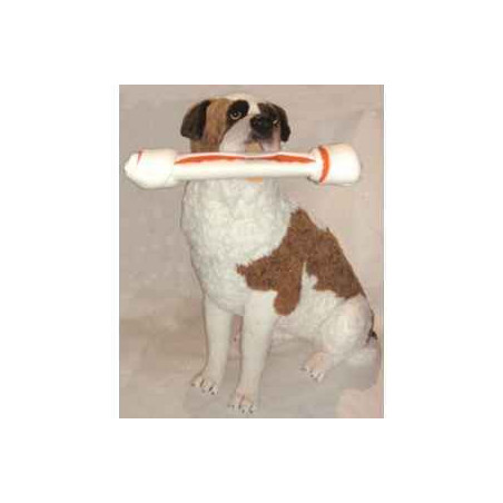 Animaux-Bois-Animaux-Bronzes propose Chien Gros Saint bernard 200 avec son os cm peluche -SBréaliste Piutre SB-200 SPECIAL