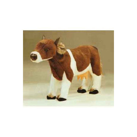  Animaux de la ferme Vache marron et blanche 60 cm peluche animaux debout réaliste Piutre 2668