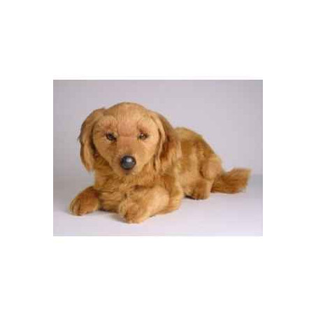 Animaux-Bois-Animaux-Bronzes propose Chien Teckel dachshund, poils longs 35 cm peluche animaux allongés réaliste Piutre 2255