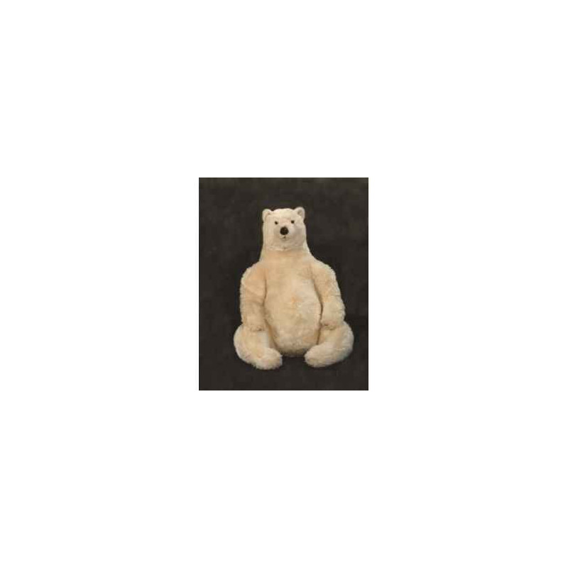 Décoration animaux Ours polaire 70 cm assis peluche réaliste Piutre 2128