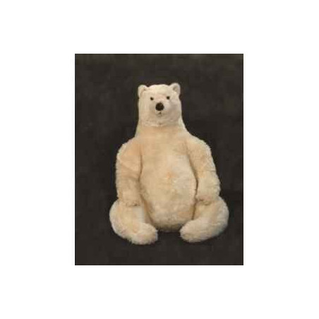 Décoration animaux Ours polaire 70 cm assis peluche réaliste Piutre 2128