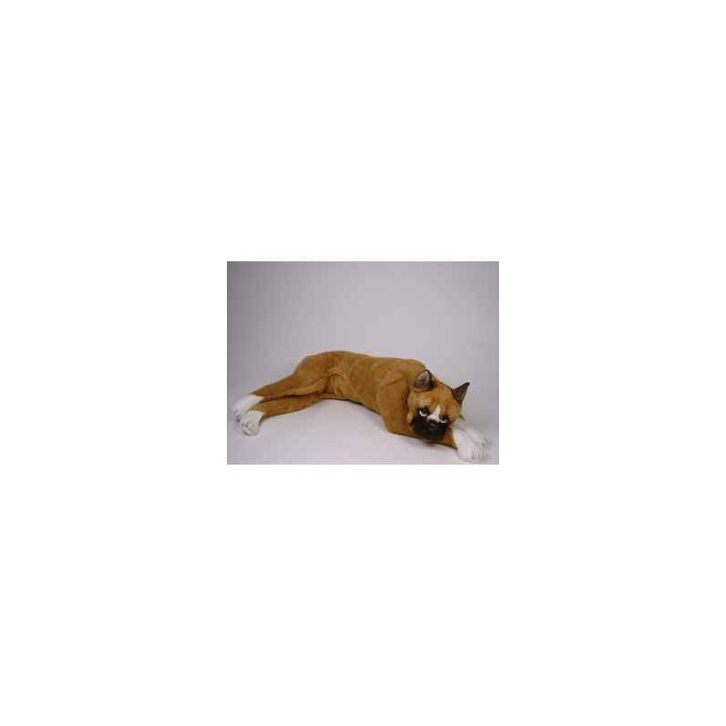 Animaux-Bois-Animaux-Bronzes propose Chien Boxer 80 cm peluche animaux allongés réaliste Piutre 2283