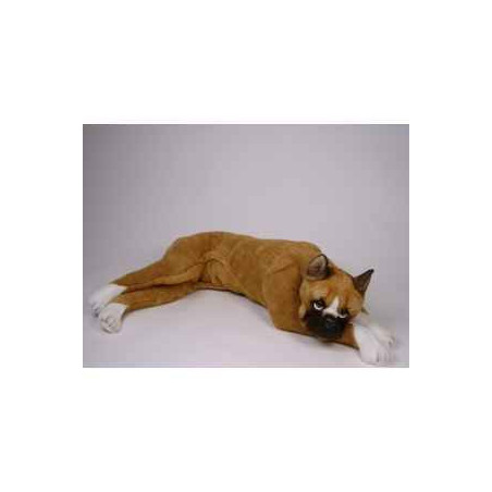 Animaux-Bois-Animaux-Bronzes propose Chien Boxer 80 cm peluche animaux allongés réaliste Piutre 2283