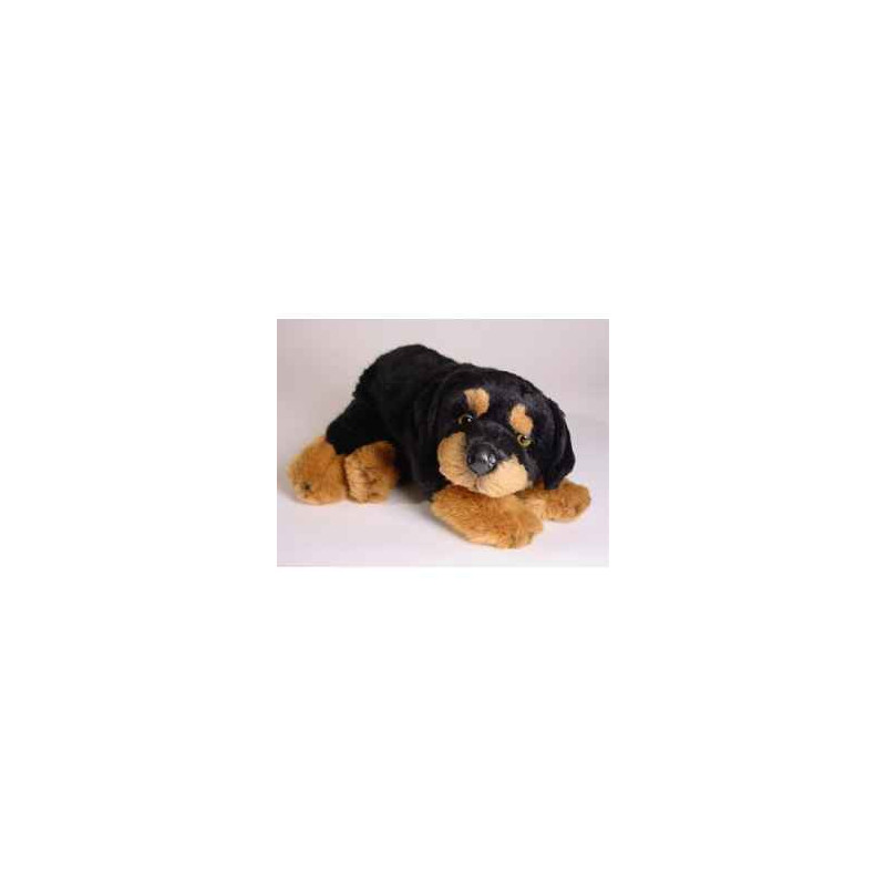 Animaux-Bois-Animaux-Bronzes propose Chien Rottweiller 35 cm peluche animaux allongés réaliste Piutre 3310