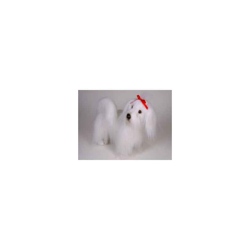 Animaux-Bois-Animaux-Bronzes propose Chien Bichon maltais 45 cm peluche animaux debout réaliste Piutre 1228