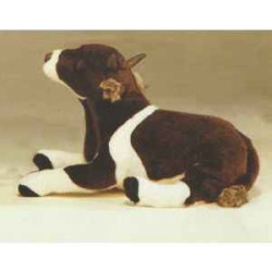  Animaux de la ferme Vache marron et blanche 55 cm peluche animaux allongés réaliste Piutre 2669