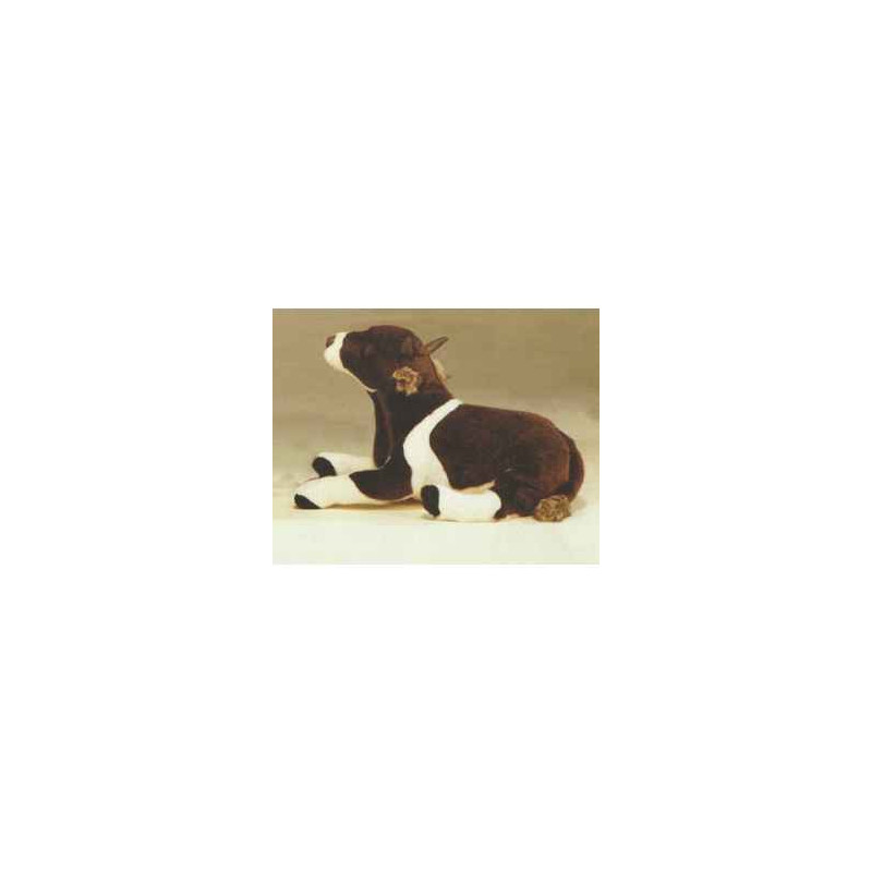  Animaux de la ferme Vache marron et blanche 55 cm peluche animaux allongés réaliste Piutre 2669