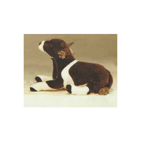  Animaux de la ferme Vache marron et blanche 55 cm peluche animaux allongés réaliste Piutre 2669
