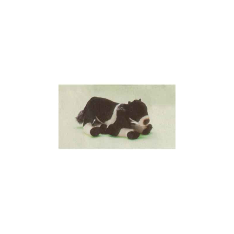  Animaux de la ferme Vache noire et blanche 38 cm peluche animaux allongés réaliste Piutre 2689